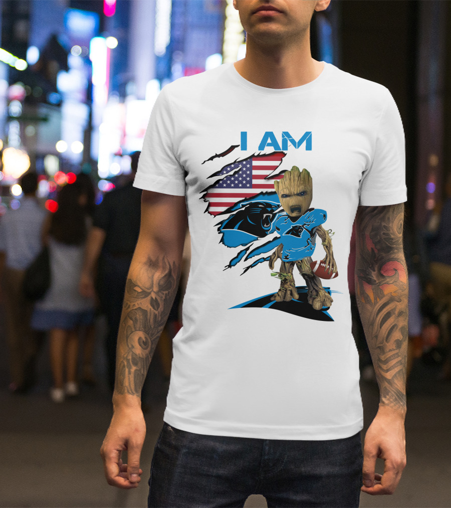 I AM Panthers Baby Groot Football Fan T-Shirt
