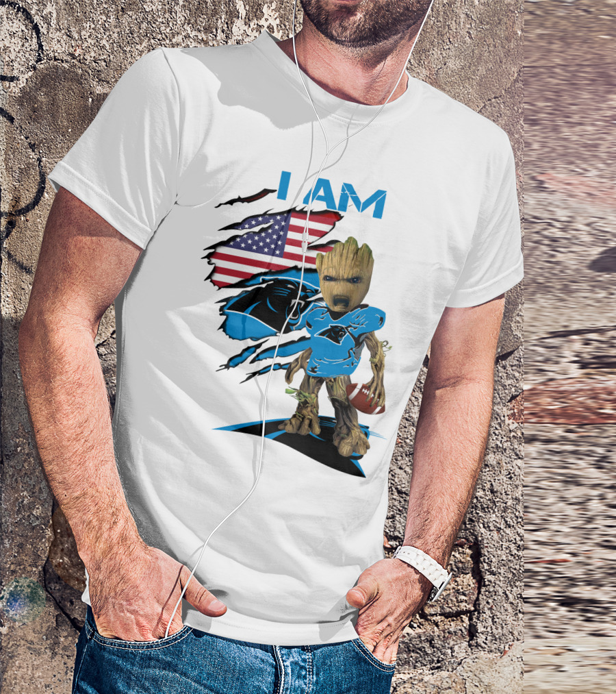 I AM Panthers Baby Groot Football Fan T-Shirt