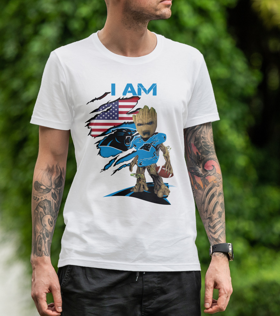 I AM Panthers Baby Groot Football Fan T-Shirt