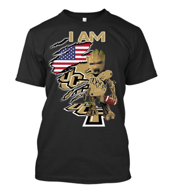 I AM UCF Baby Groot Football American Flag T-Shirt
