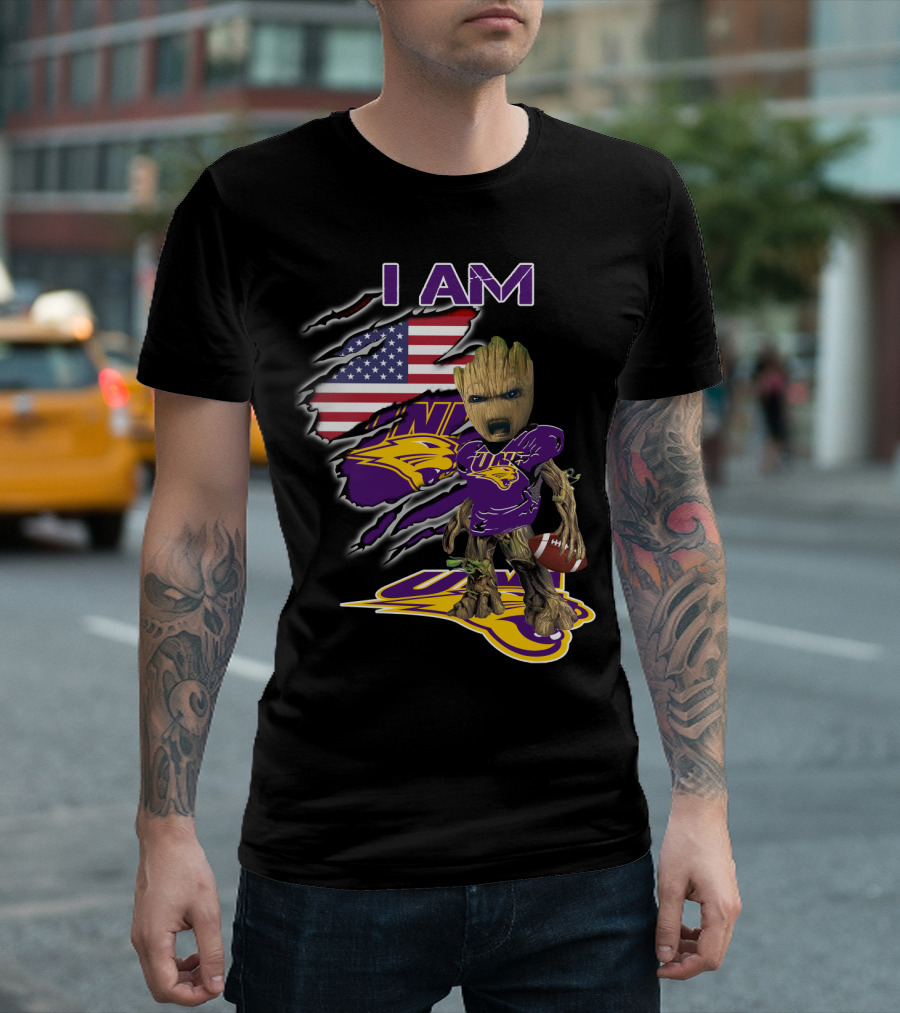 I Am Uni Baby Groot American Flag Football Panthers T-Shirt
