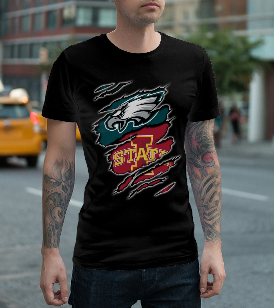 Philadelphia Eagles Iowa State Cyclones Claw Marks Logo Fusion T-Shirt