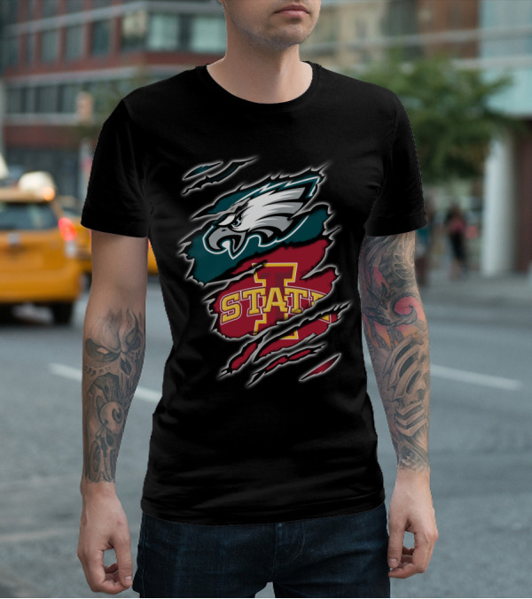 Philadelphia Eagles Iowa State Cyclones Claw Marks Logo Fusion T-Shirt