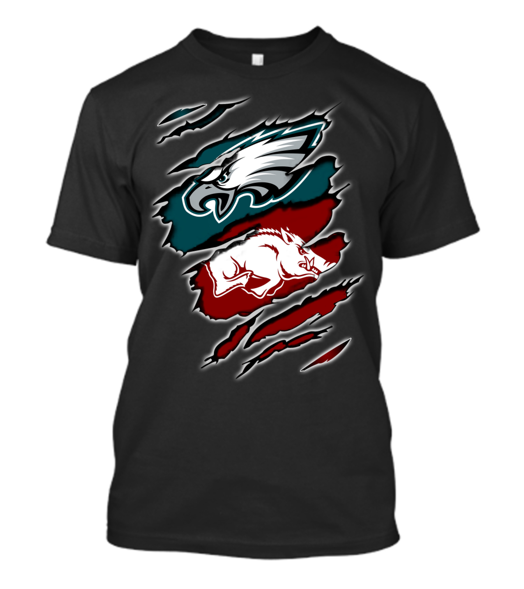 Philadelphia Eagles Arkansas Razorbacks Ripped T-Shirt