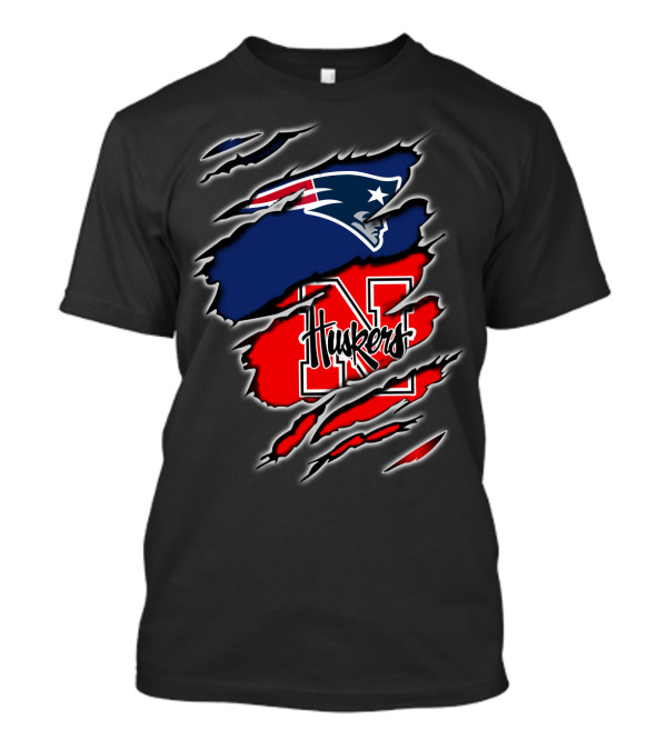 Patriots Huskers Logo Fusion Football T-Shirt