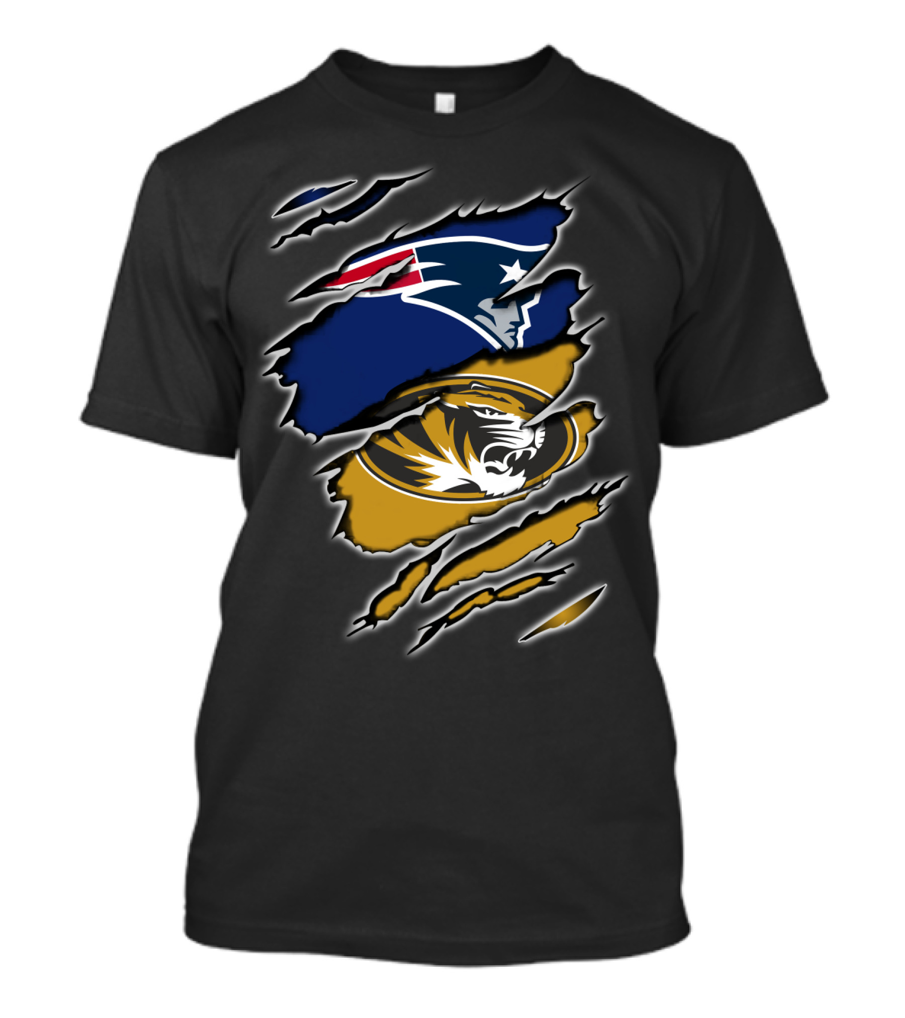 Patriots Missouri Tigers Logo Ripped T-Shirt