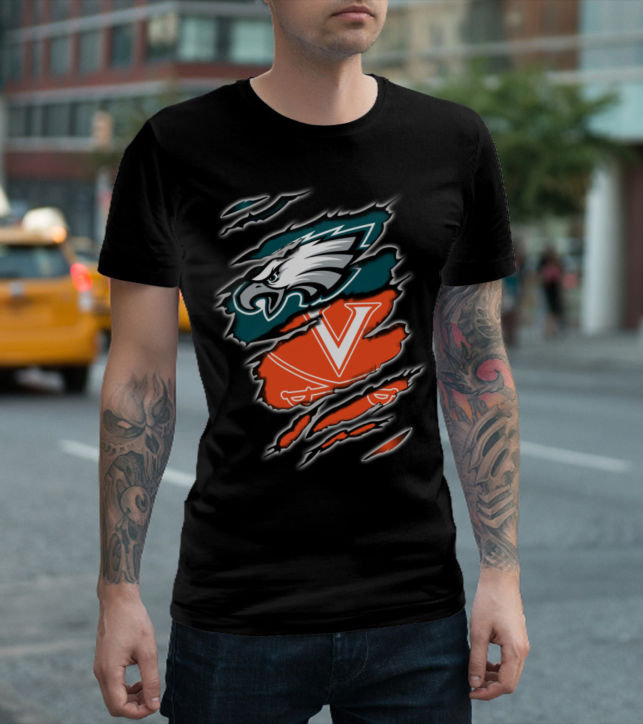 Philadelphia Eagles Virginia Cavaliers Fan Crossover T-Shirt