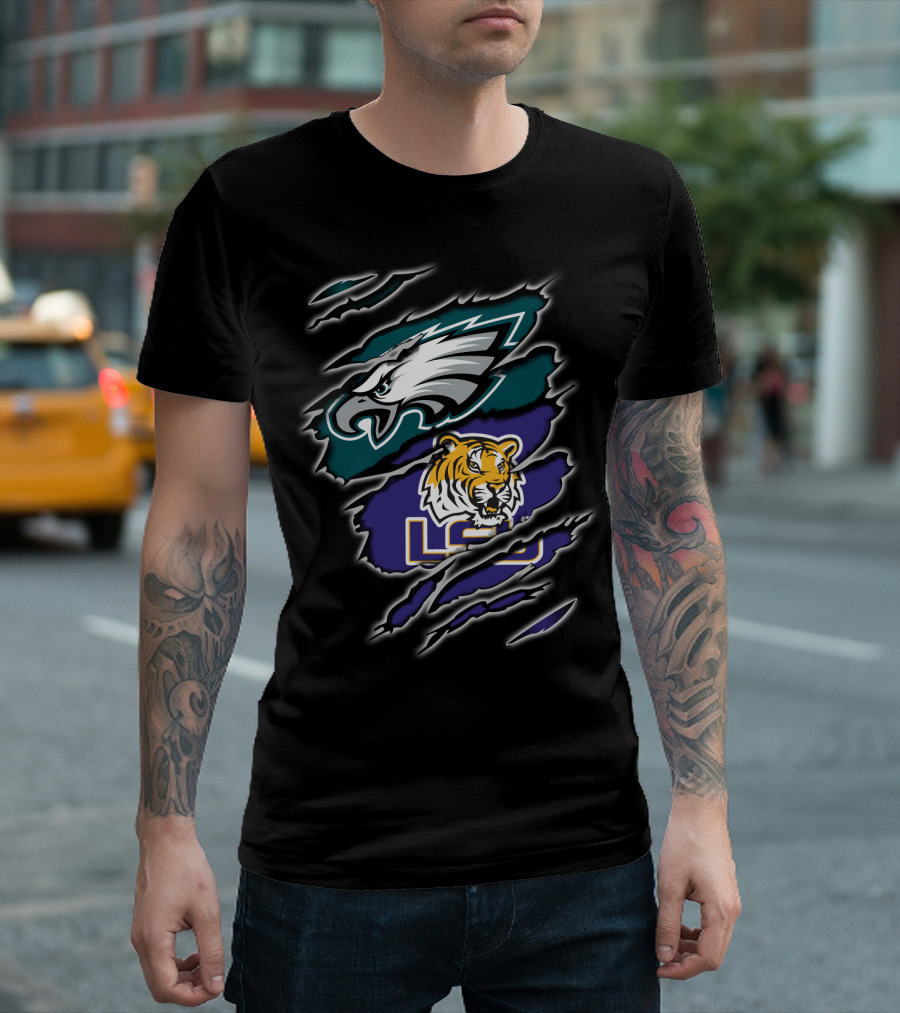 Philadelphia Eagles LSU Tigers Ripped T-Shirt