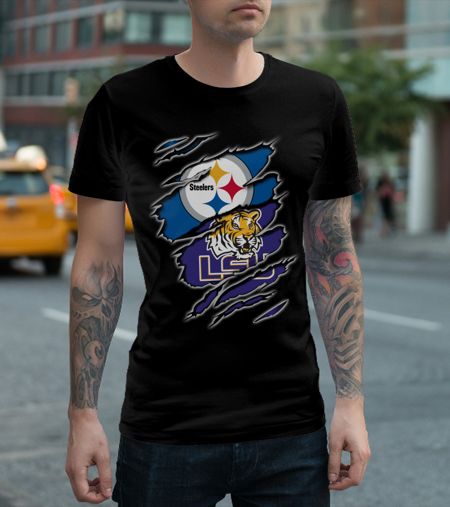 Steelers LSU Tigers Logo Fusion T-Shirt