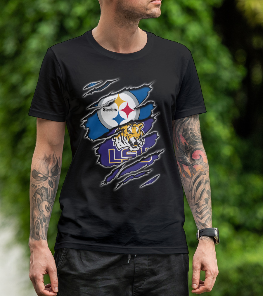 Steelers LSU Tigers Logo Fusion T-Shirt