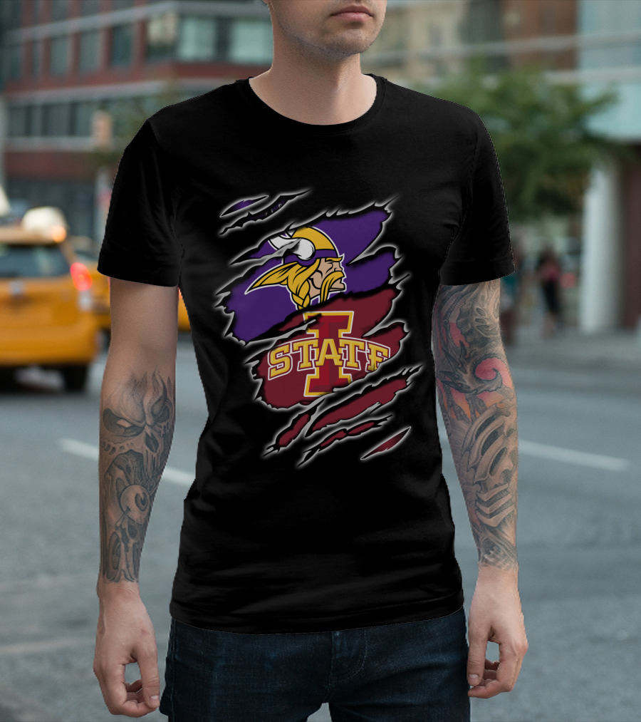 Minnesota Vikings Iowa State Cyclones Logos T-Shirt