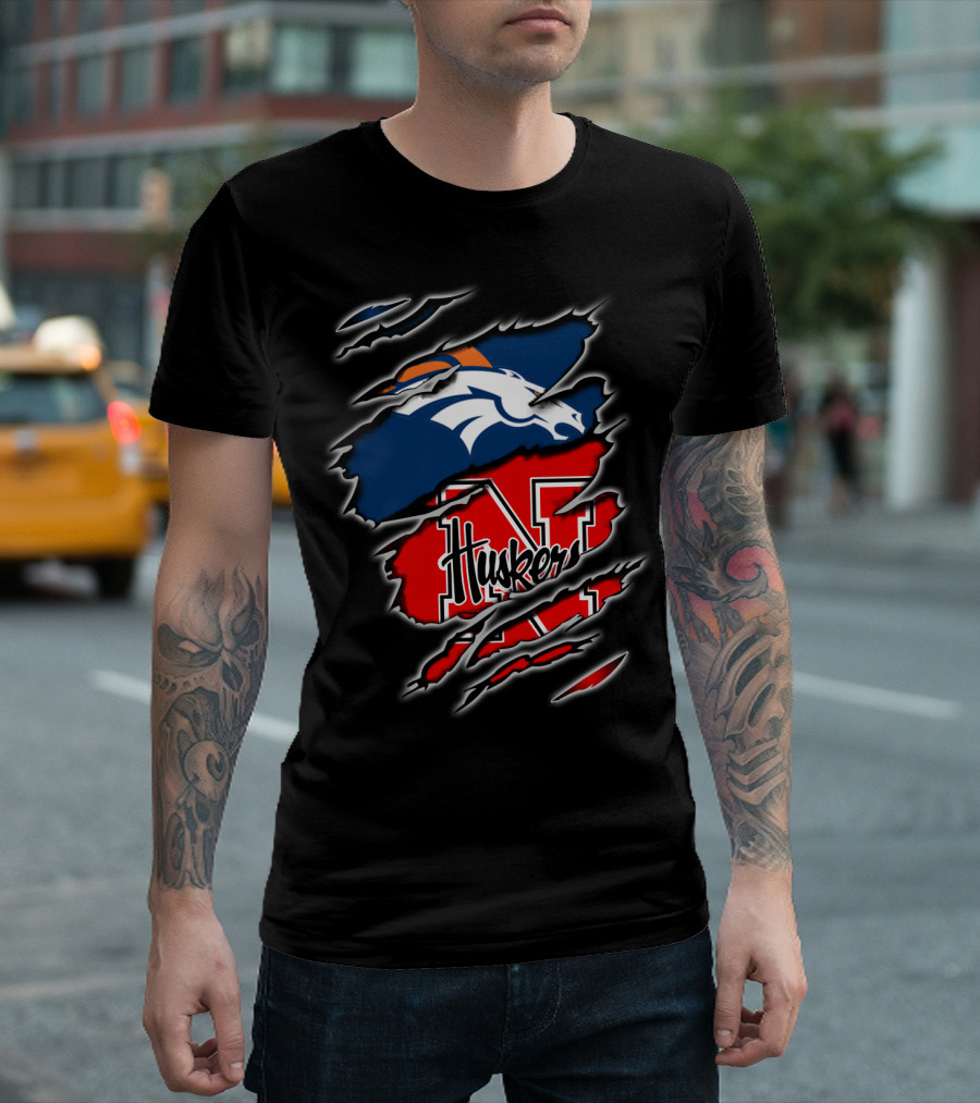 Broncos Huskers Logo Fusion T-Shirt