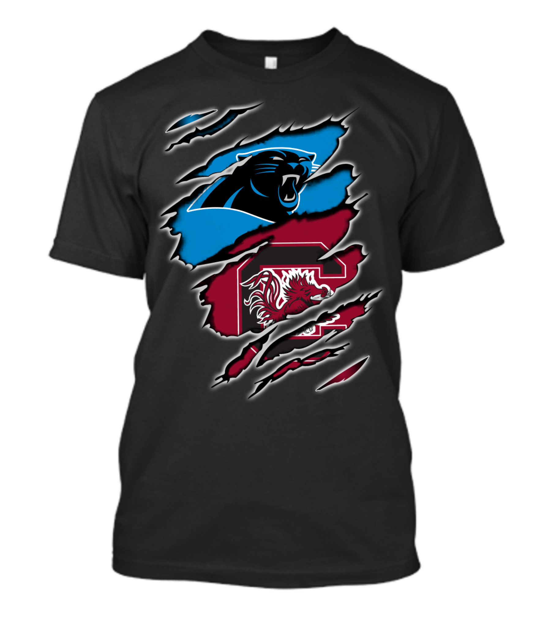 Carolina Panthers Gamecocks Logo Scratch Claw Marks T-Shirt
