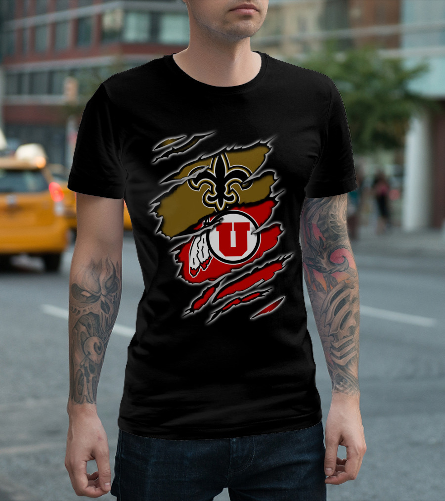 New Orleans Saints Utah Utes Logo Fusion T-Shirt