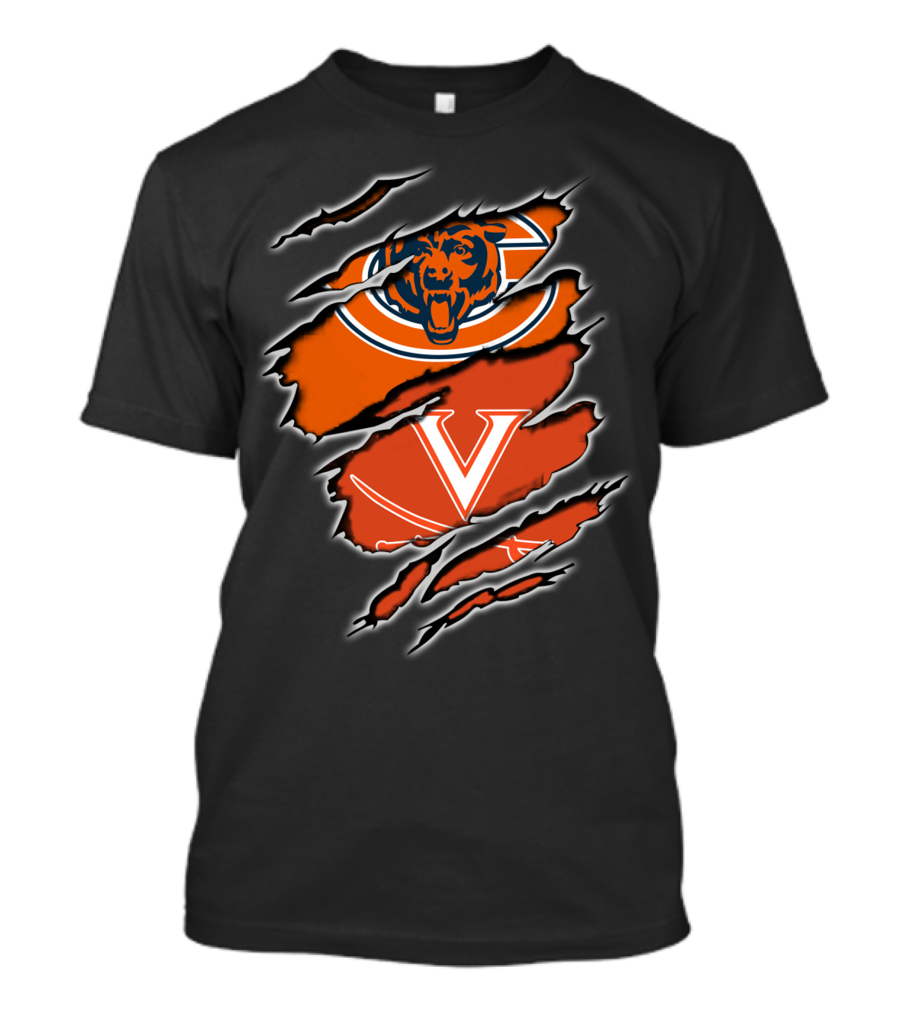 Chicago Bears Virginia Cavaliers Scratch Torn T-Shirt