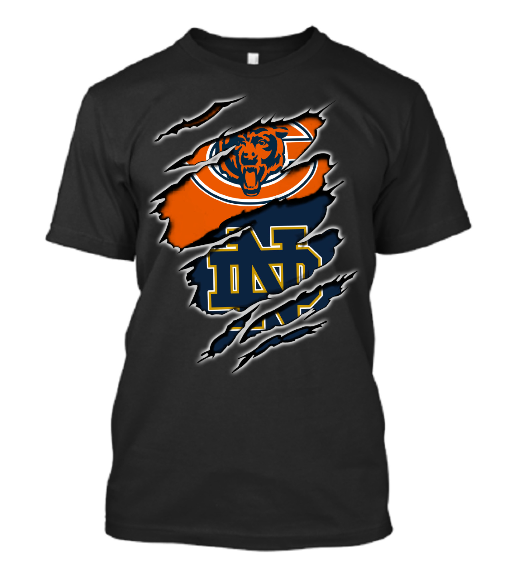 Chicago Bears Notre Dame Fighting Irish Claw Marks T-Shirt