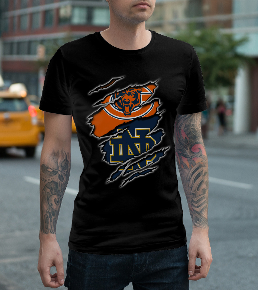 Chicago Bears Notre Dame Fighting Irish Claw Marks T-Shirt