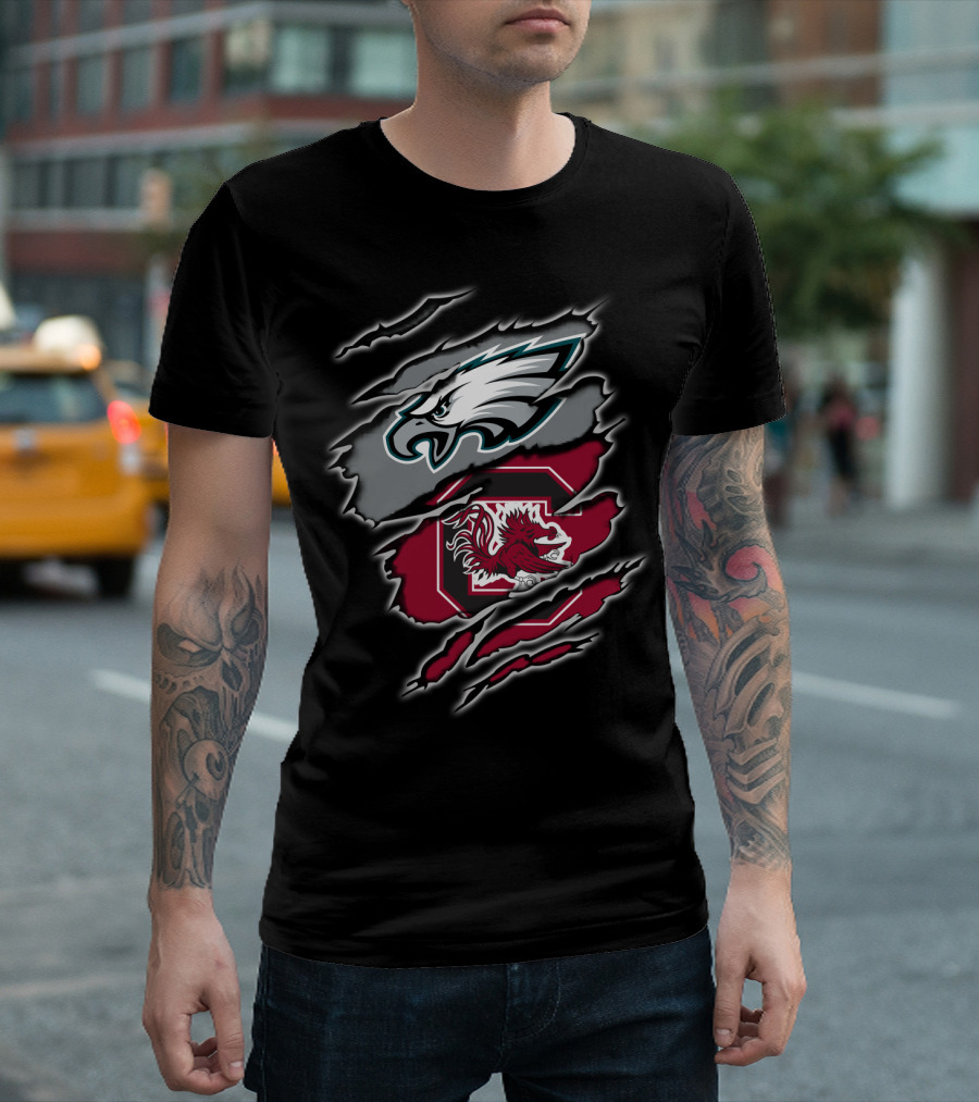 Philadelphia Eagles South Carolina Gamecocks Logo Blend T-Shirt