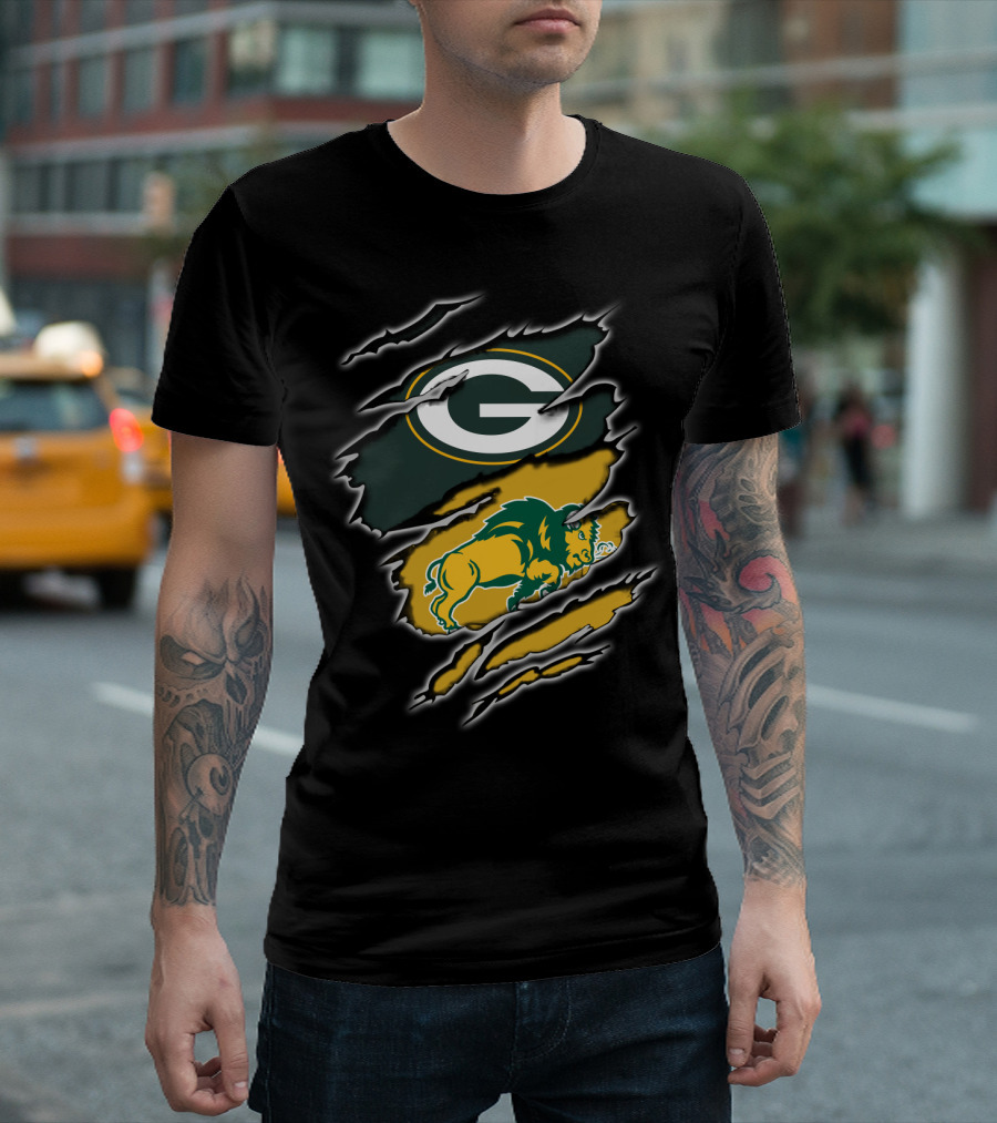 Green Bay Packers North Dakota State Bison Logo Mashup T-Shirt