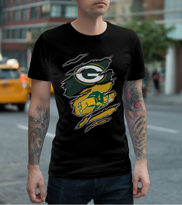 Green Bay Packers North Dakota State Bison Logo Mashup T-Shirt