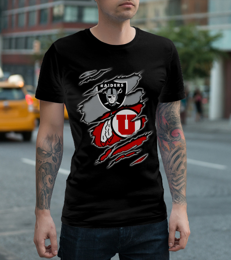 Raiders Utes Shield Claw Mark Combo T-Shirt