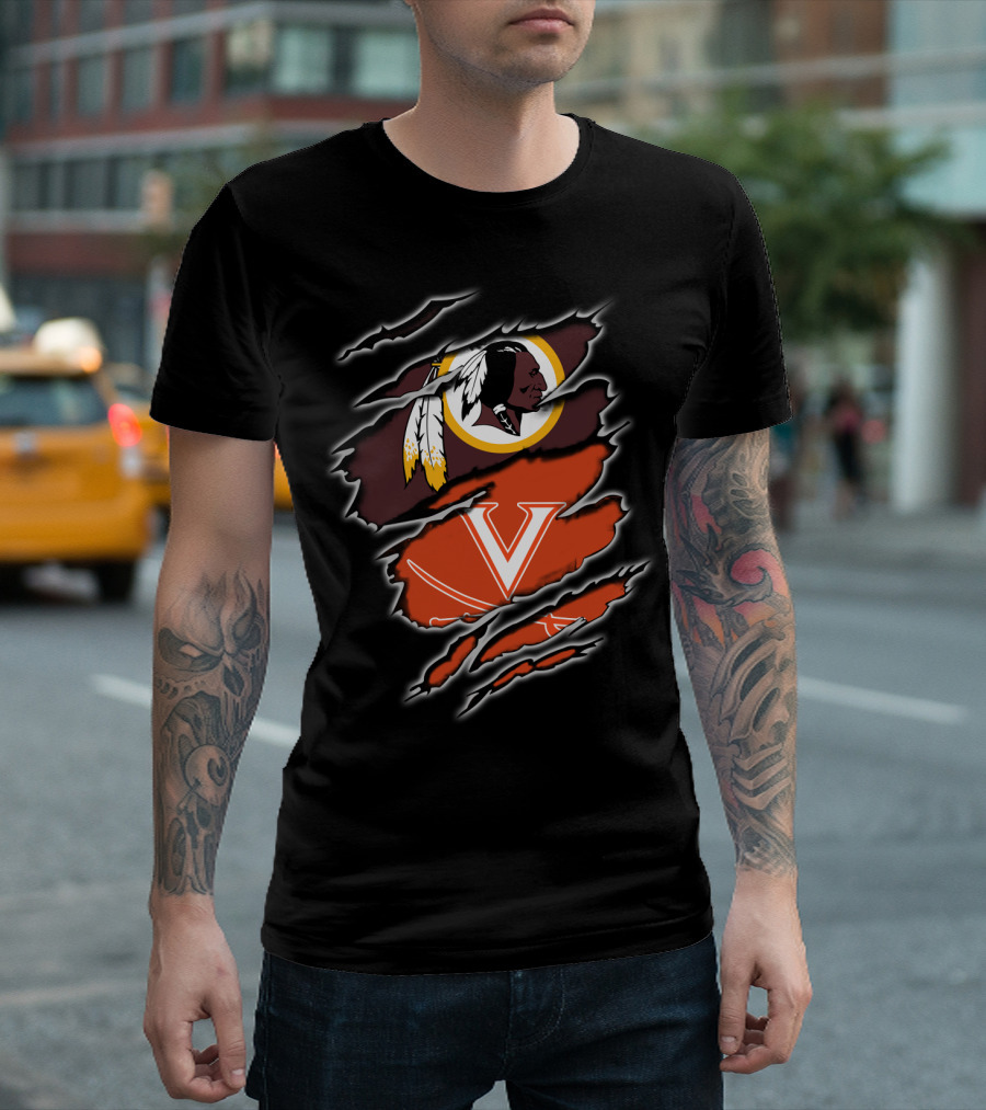 Washington Redskins Virginia Cavaliers Logo Mashup T-Shirt