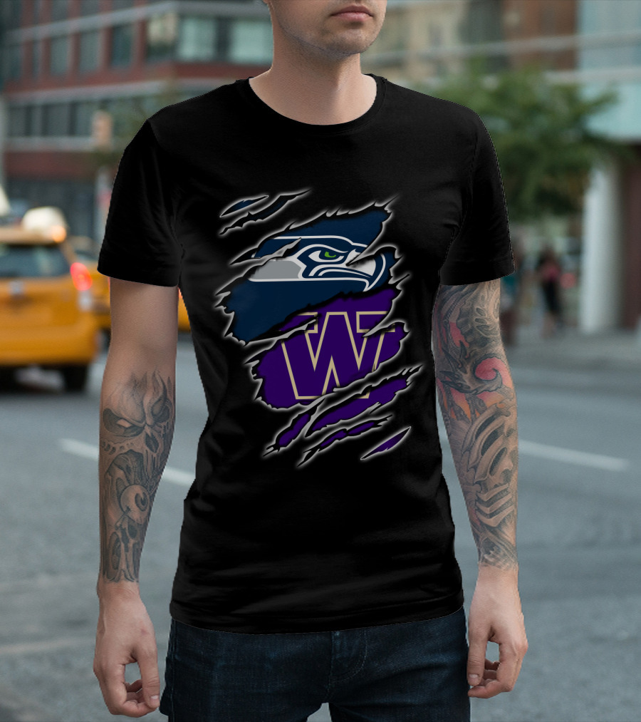Seahawks Washington Huskies Logo Claw Tear T-Shirt