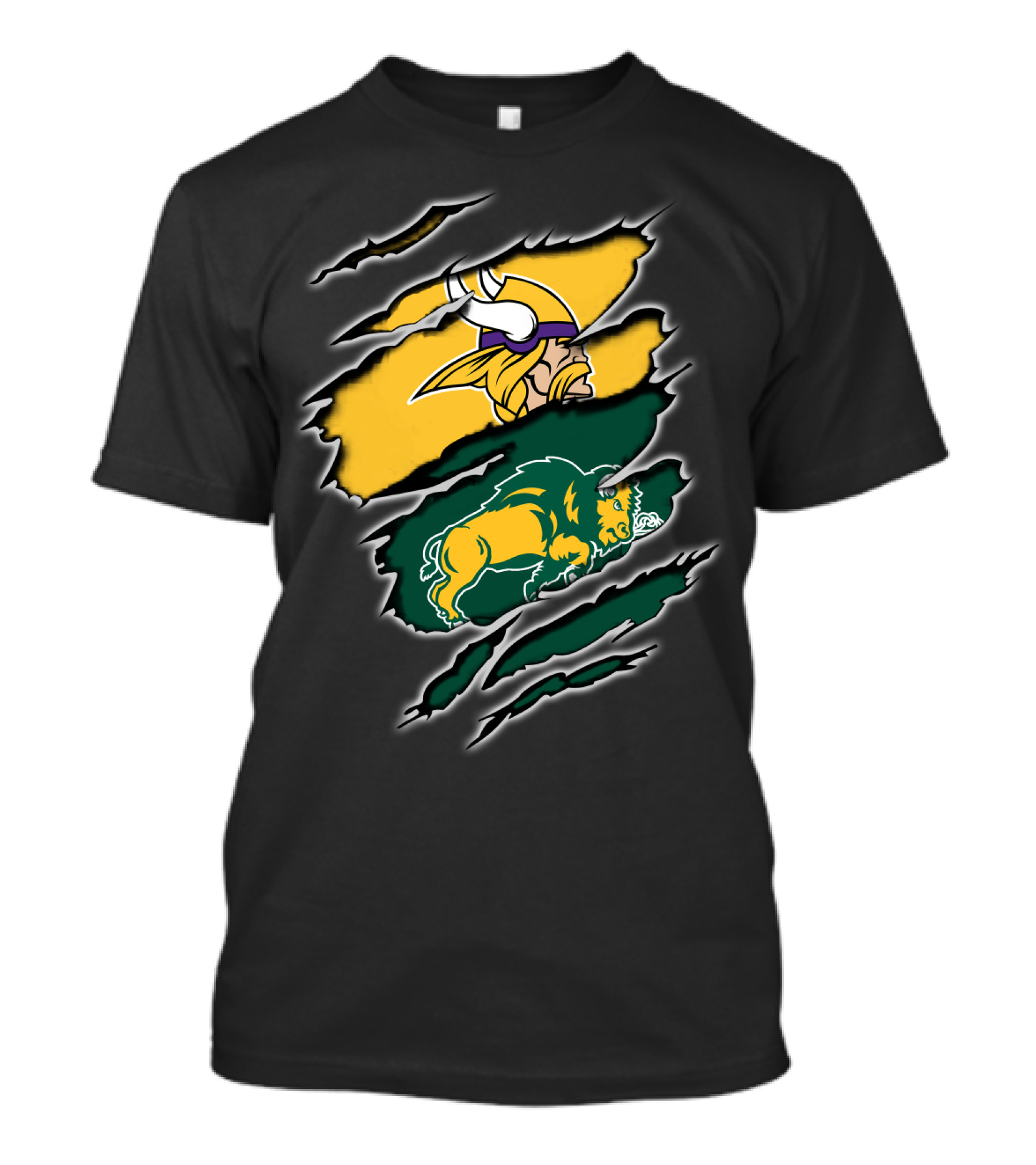 Minnesota Vikings North Dakota State Bison Claw Marks Mashup T-Shirt