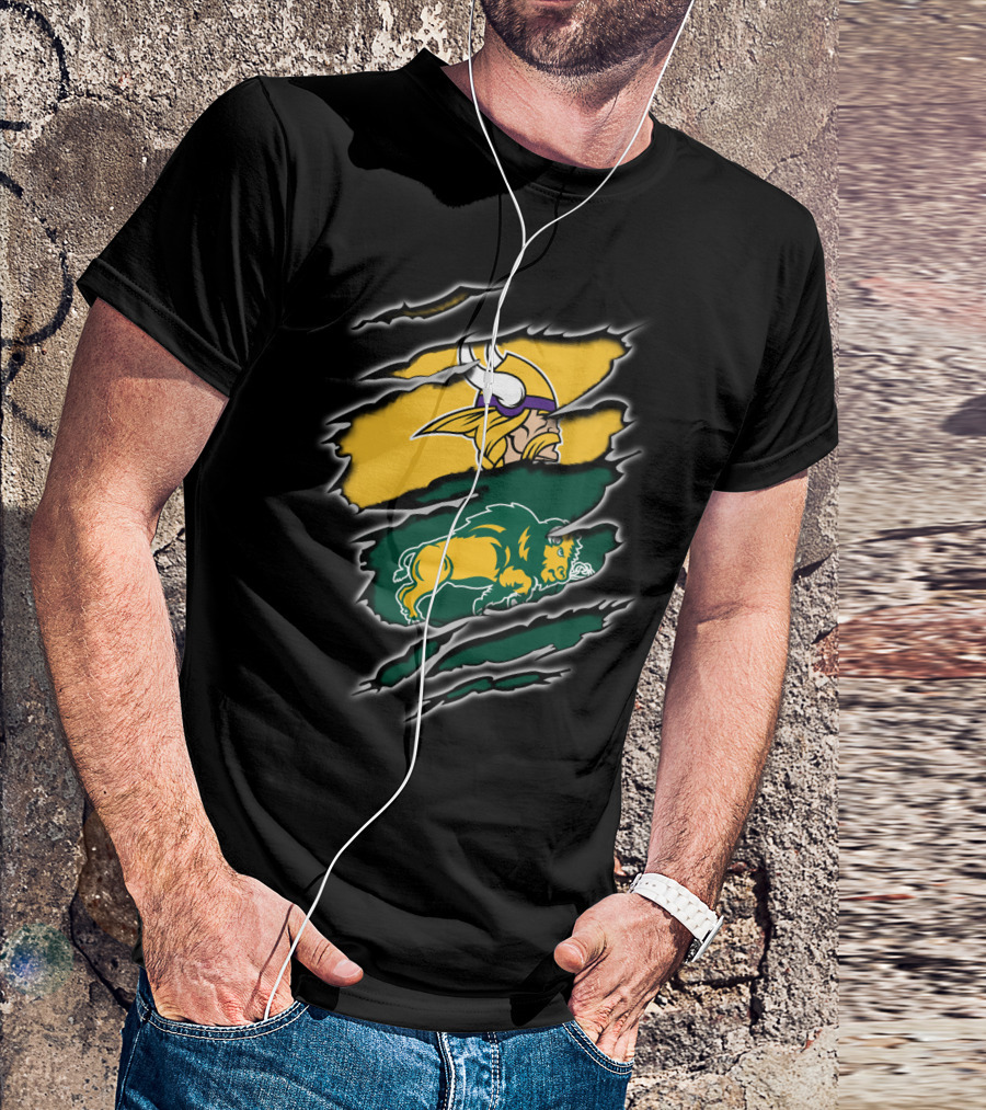 Minnesota Vikings North Dakota State Bison Claw Marks Mashup T-Shirt