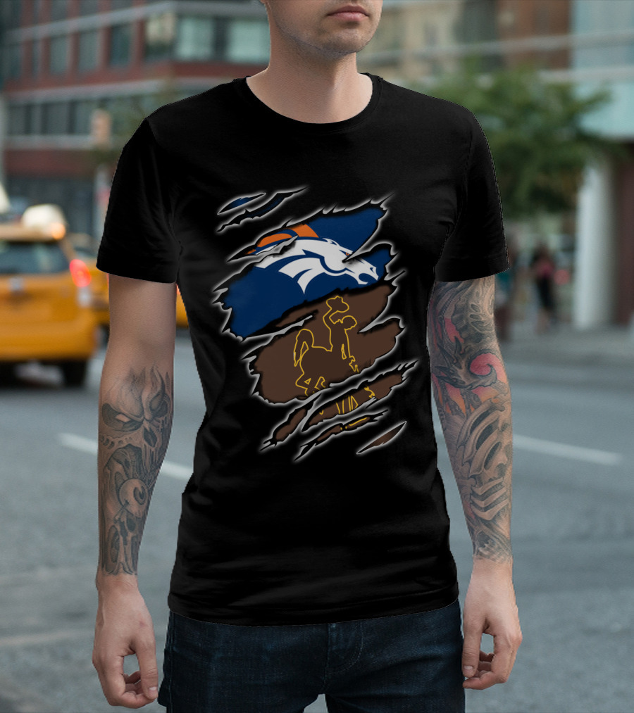 Broncos Wyoming Horse And Cowboy Iconic Symbol Collaboration T-Shirt