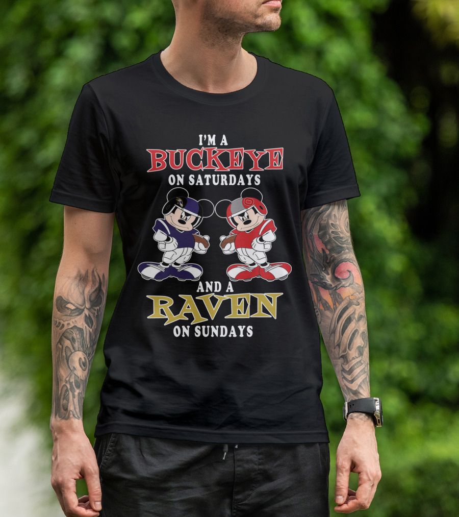I'm A Buckeye On Saturdays And A Raven On Sundays T-Shirt