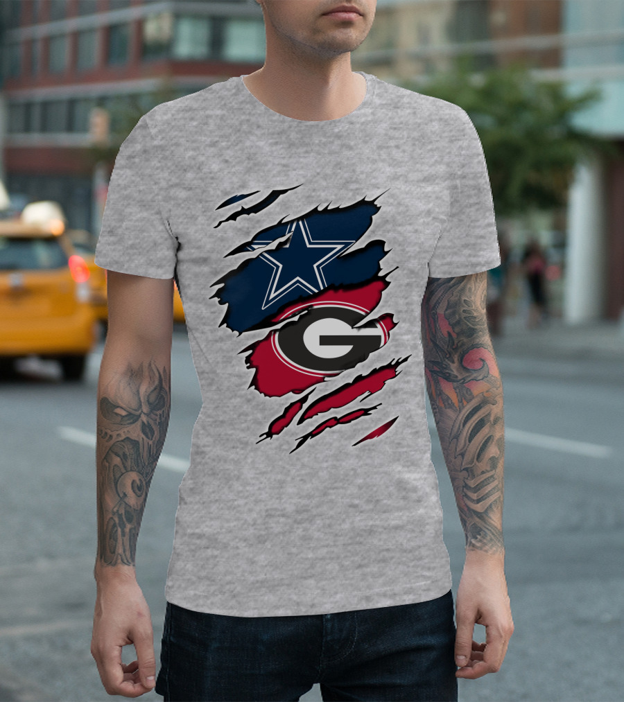 Dallas Cowboys Georgia Bulldogs Fan Crossover T-Shirt