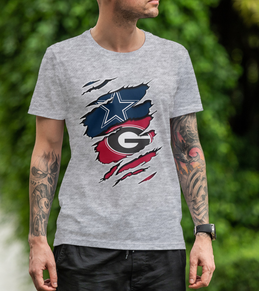 Dallas Cowboys Georgia Bulldogs Fan Crossover T-Shirt