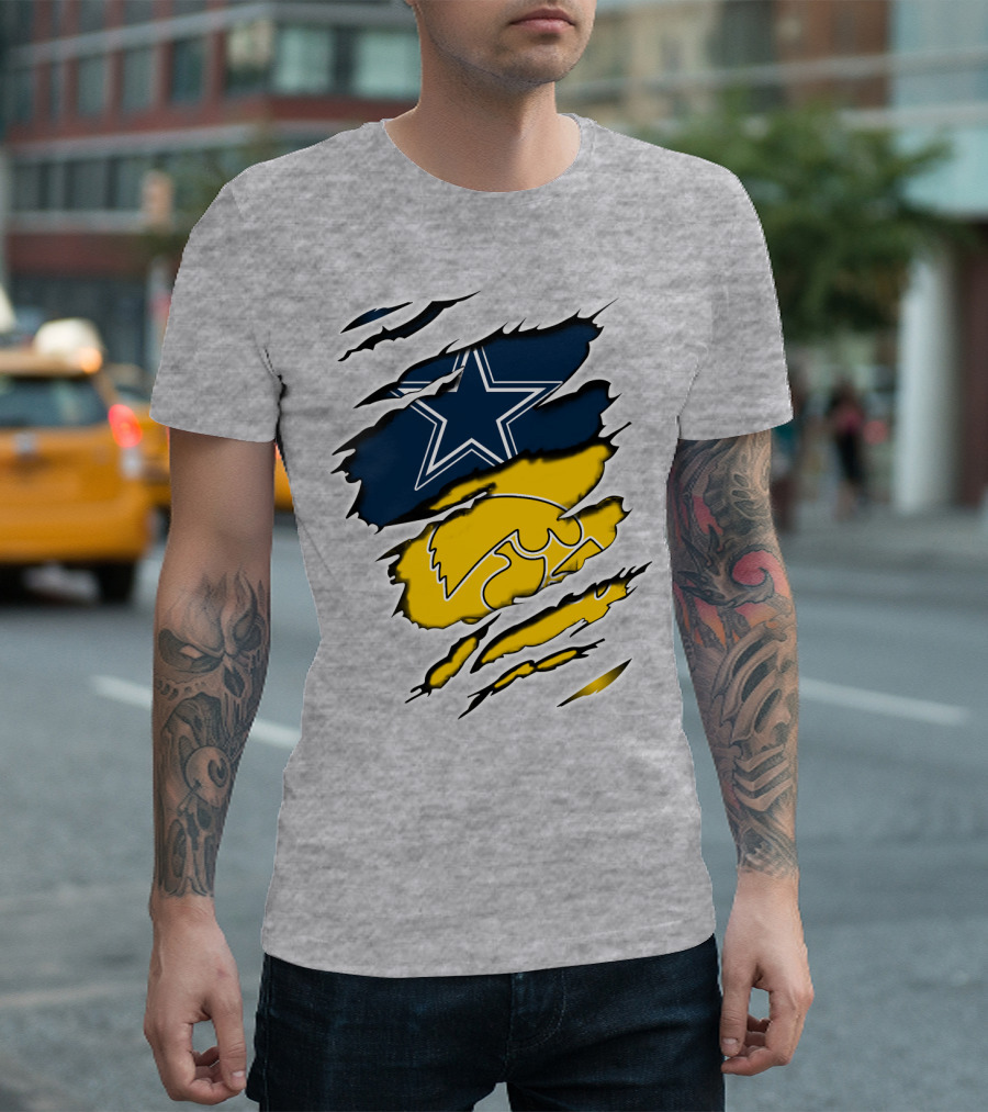 Cowboys Star and Hawkeyes Logo Fusion T-Shirt