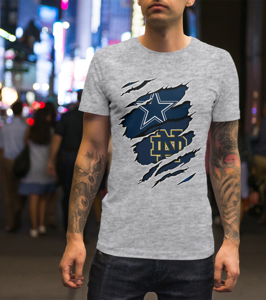Dallas Cowboys Notre Dame Fighting Irish Logo Mashup T-Shirt