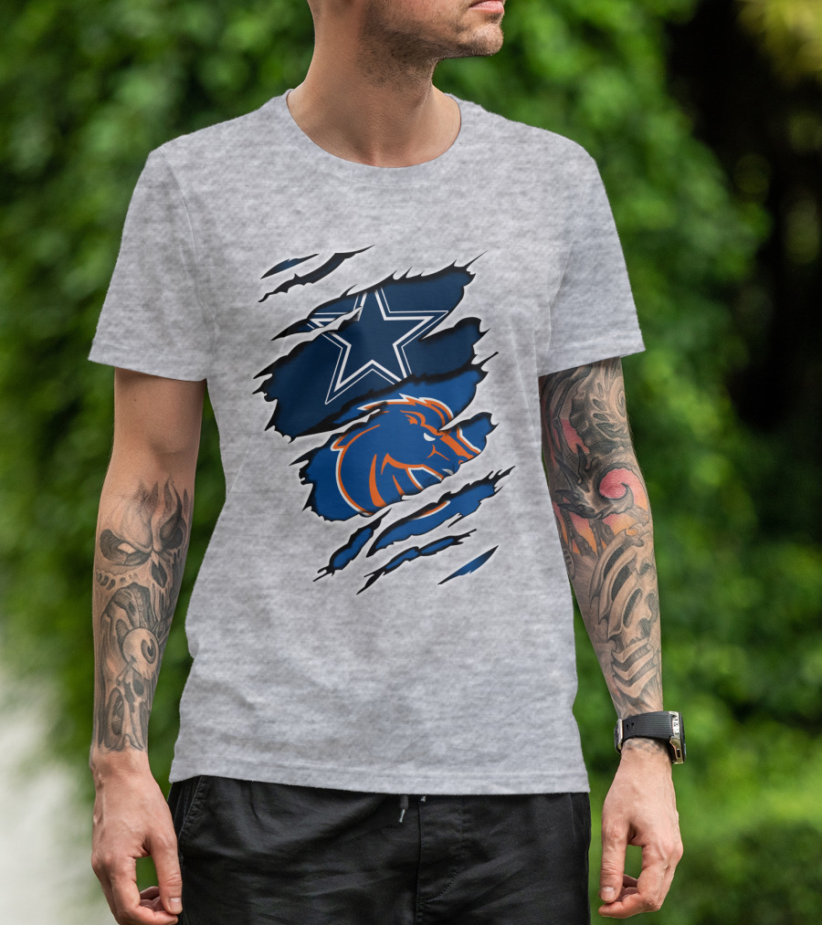 Dallas Cowboys Boise State Broncos Mashup T-Shirt