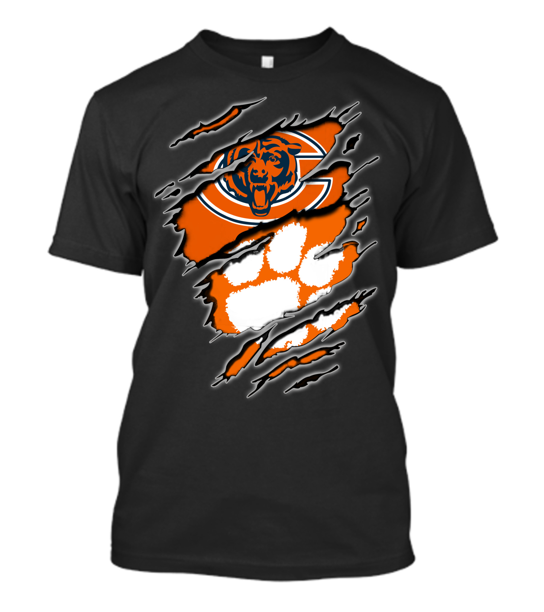 Chicago Bears Clemson Tigers Paw Logo Mashup T-Shirt