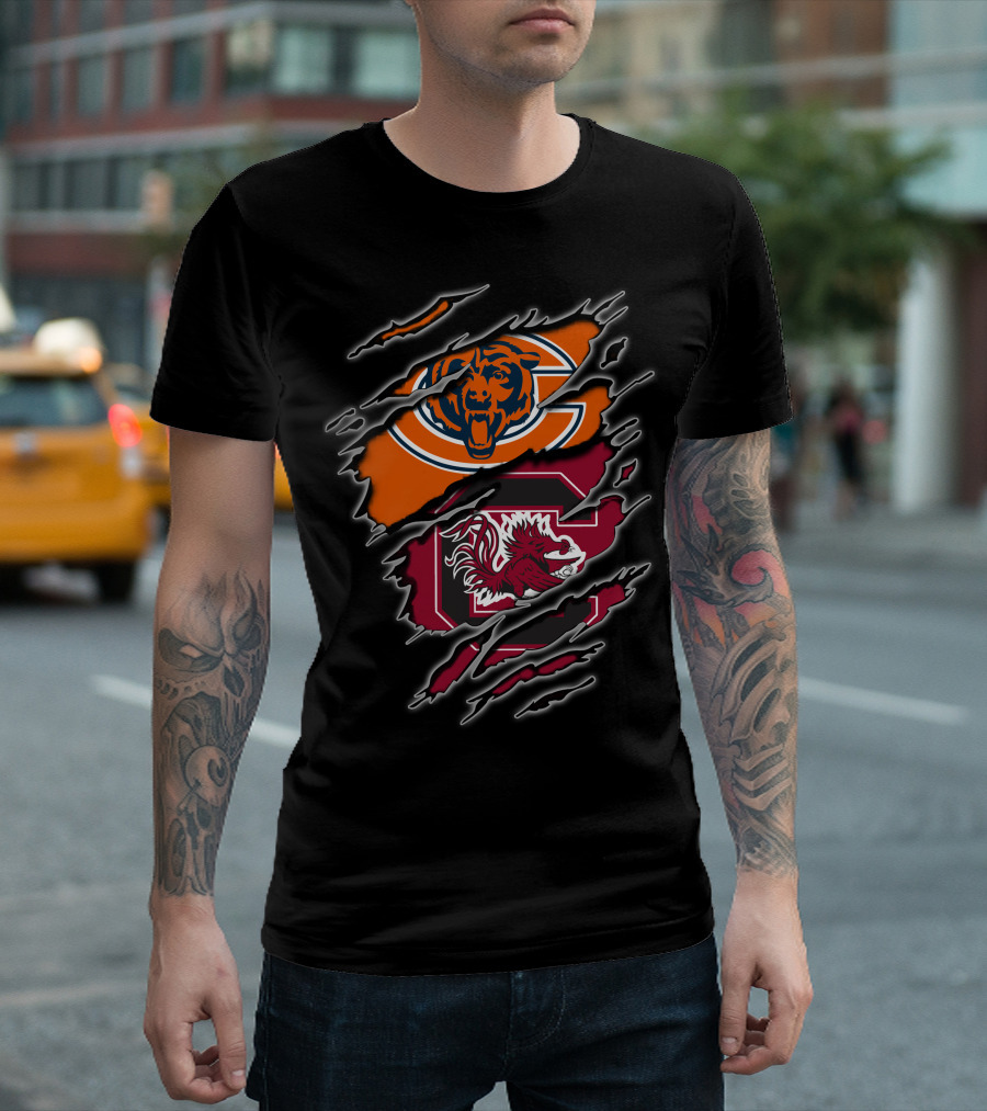 Chicago Bears South Carolina Gamecocks Logo Mashup T-Shirt