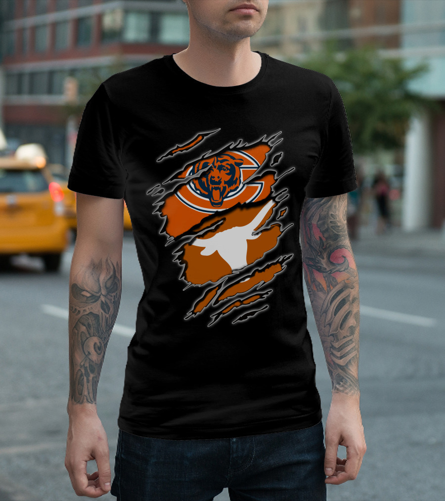 Bears Longhorns Chicago Texas Football Crossover T-Shirt
