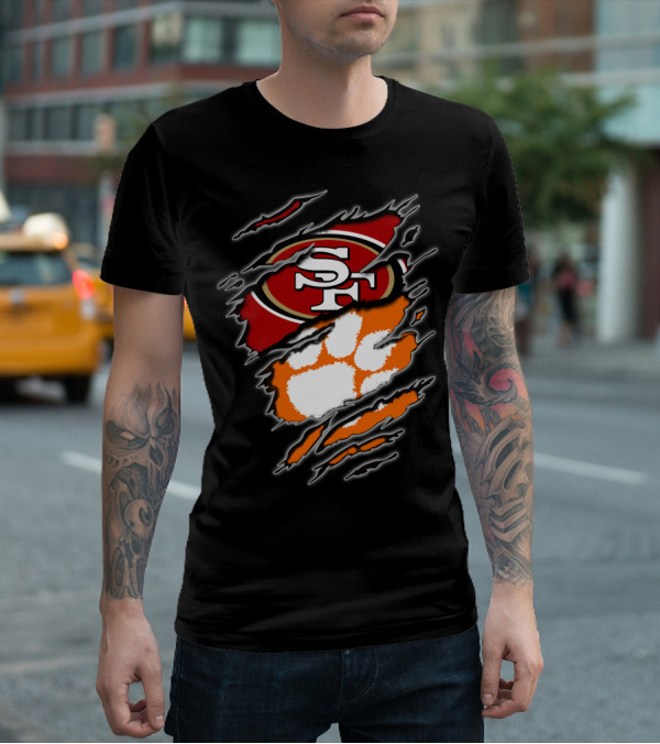 San Francisco 49ers Clemson Tigers Logo Mashup T-Shirt