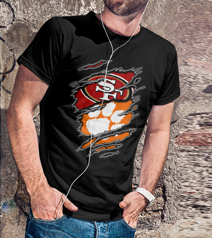 San Francisco 49ers Clemson Tigers Logo Mashup T-Shirt