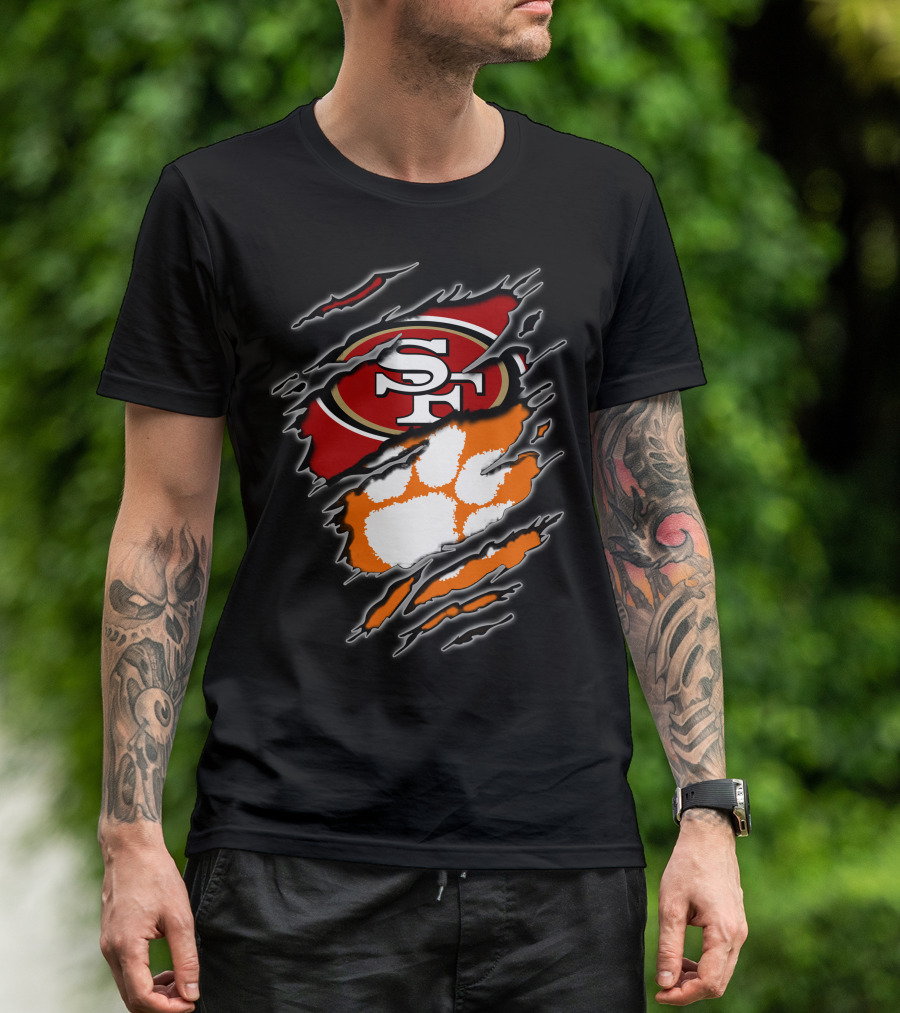 San Francisco 49ers Clemson Tigers Logo Mashup T-Shirt
