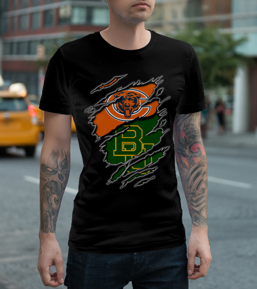Chicago Bears Baylor University Bears Logo Combination T-Shirt