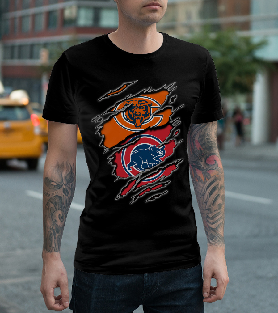 Chicago Bears Chicago Cubs Logo Mashup T-Shirt