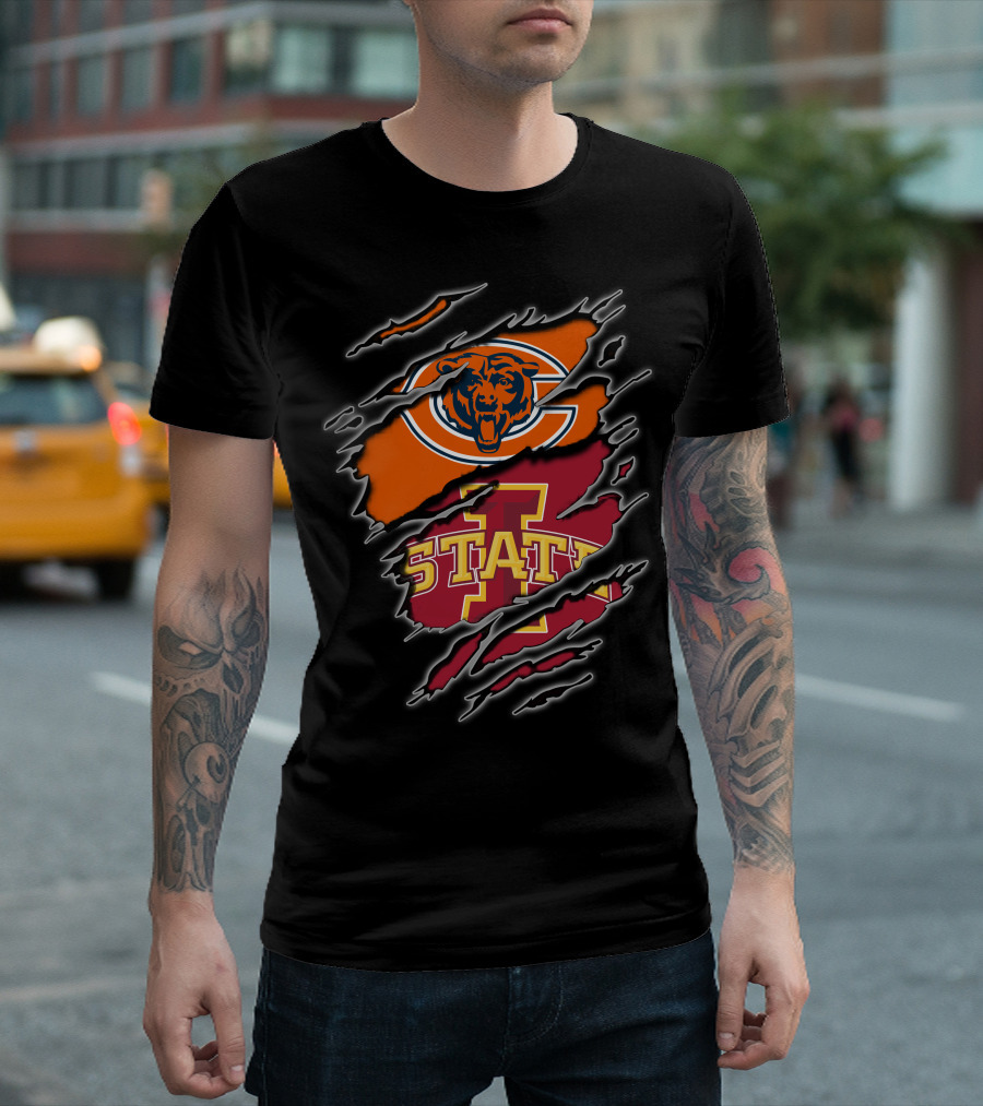 Chicago Bears Iowa State Cyclones Torn Graphics T-Shirt