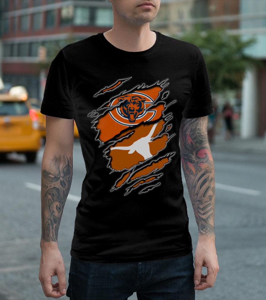 Bears Longhorns Logo Crossover Claw Tear T-Shirt