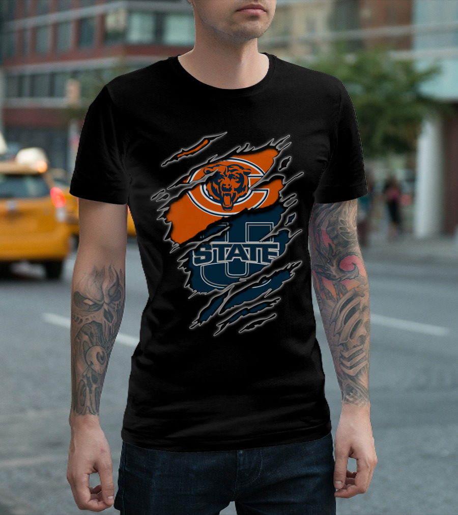 Chicago Bears Utah State Aggies Collaboration T-Shirt