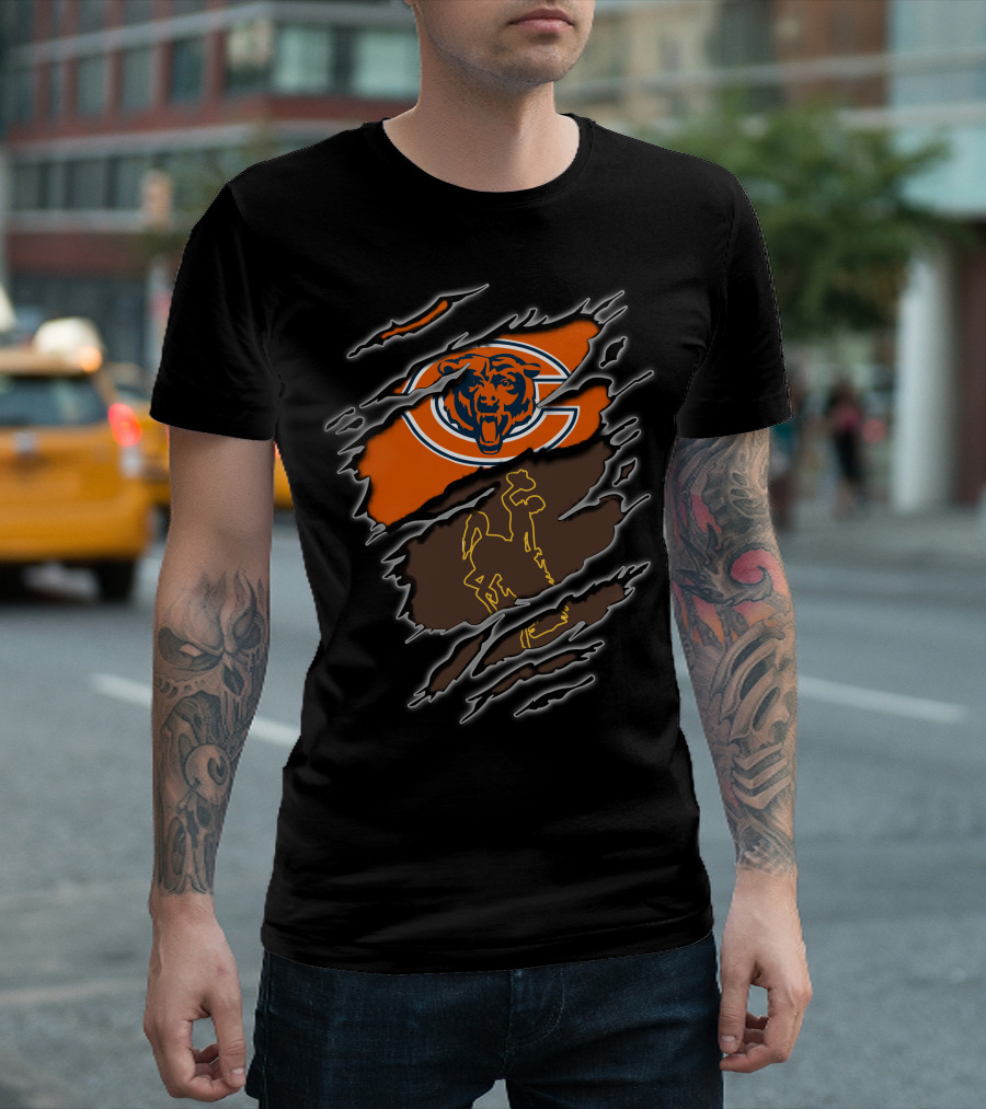 Chicago Bears Wyoming Cowboys Ripped Claw Marks T-Shirt