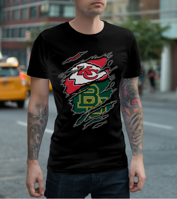 Kansas City Chiefs Baylor Bears Claw Marks Logo Fusion T-Shirt