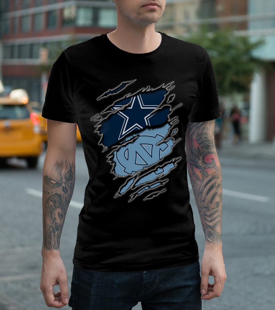 Dallas Cowboys North Carolina Tar Heels Torn Flag T-Shirt